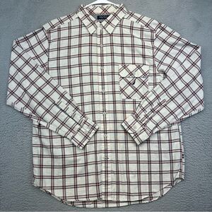 Nautica Shirt‎ Mens Extra Large Beige Plaid Slim Fit Button Up Nautical Business